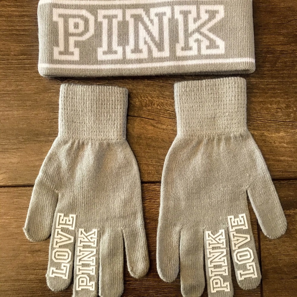 VS Pink Headband and Gloves
